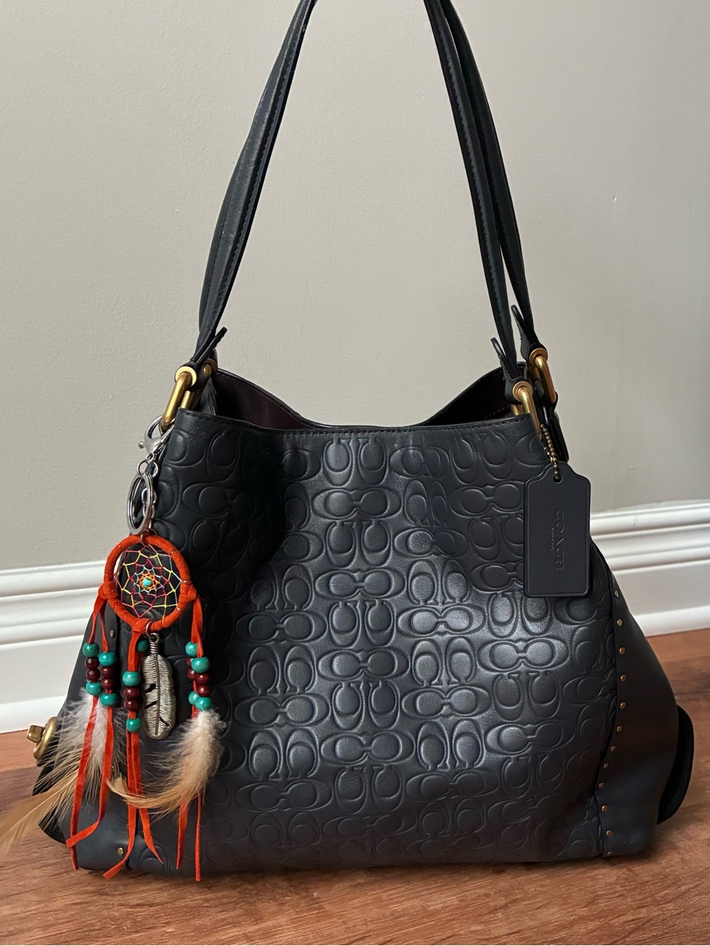 Coach Edie Shoulder Bag 31 In Signature Leather With Rivets